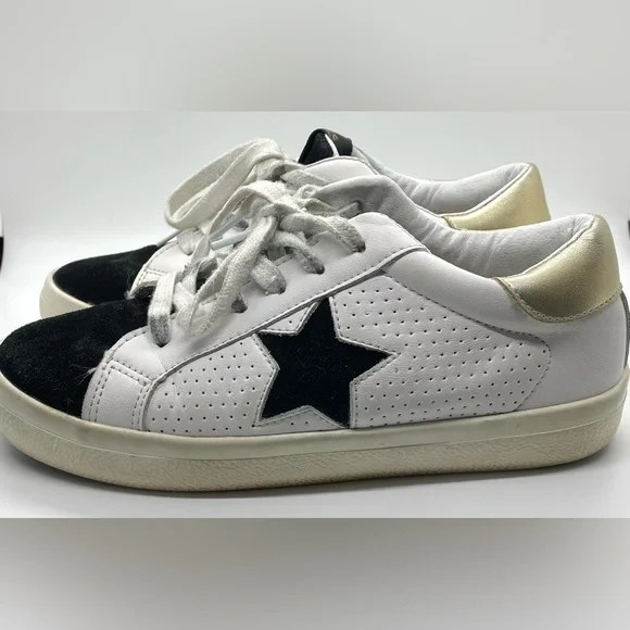 Steve Madden Womens 7M Starling Star White Black Gold Sneakers Sporty Activewear - Picture 5 of 16